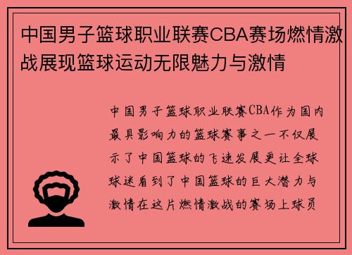 中国男子篮球职业联赛CBA赛场燃情激战展现篮球运动无限魅力与激情